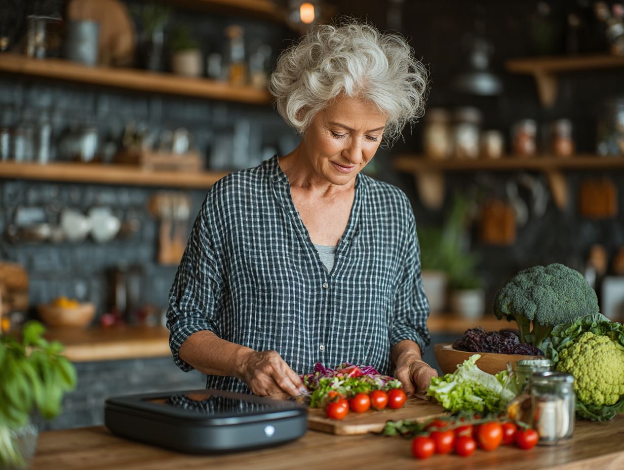Spokojní seniori pri spoločnom jedle